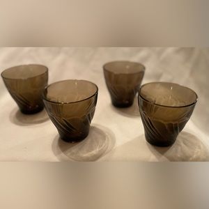 1970's Vintage Vereco France Small Smoke Swirl Juice Glasses 3" Set of 4